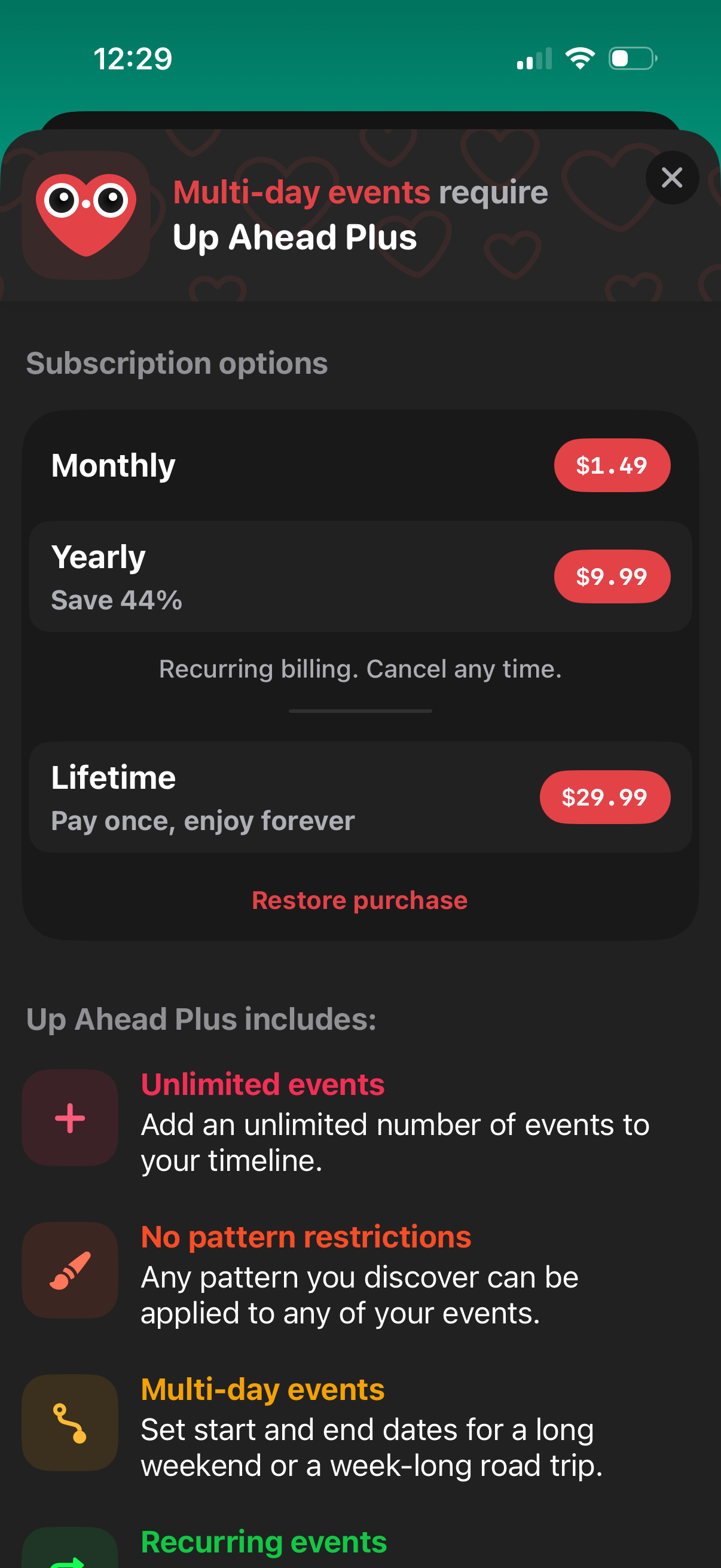 up-ahead paywall screenshot